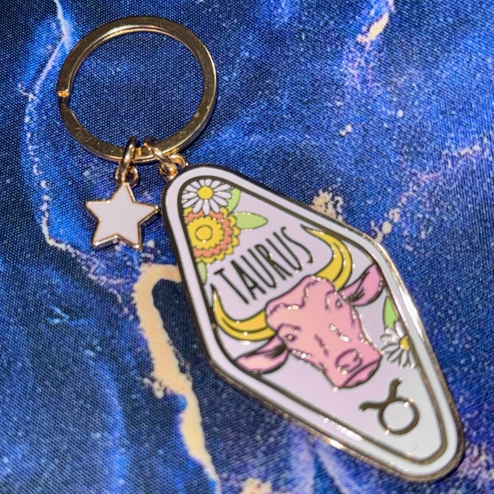Zodiac Taurus Gold tone Unisex Keychain or purse charm